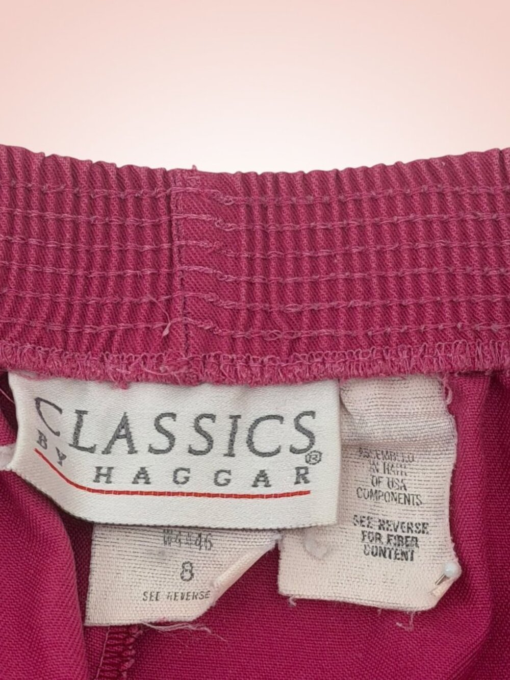 Classics by Haggar Pleated‎ High Waist Linen Blend Cuffed Shorts Pink 8 - Picture 2 of 5